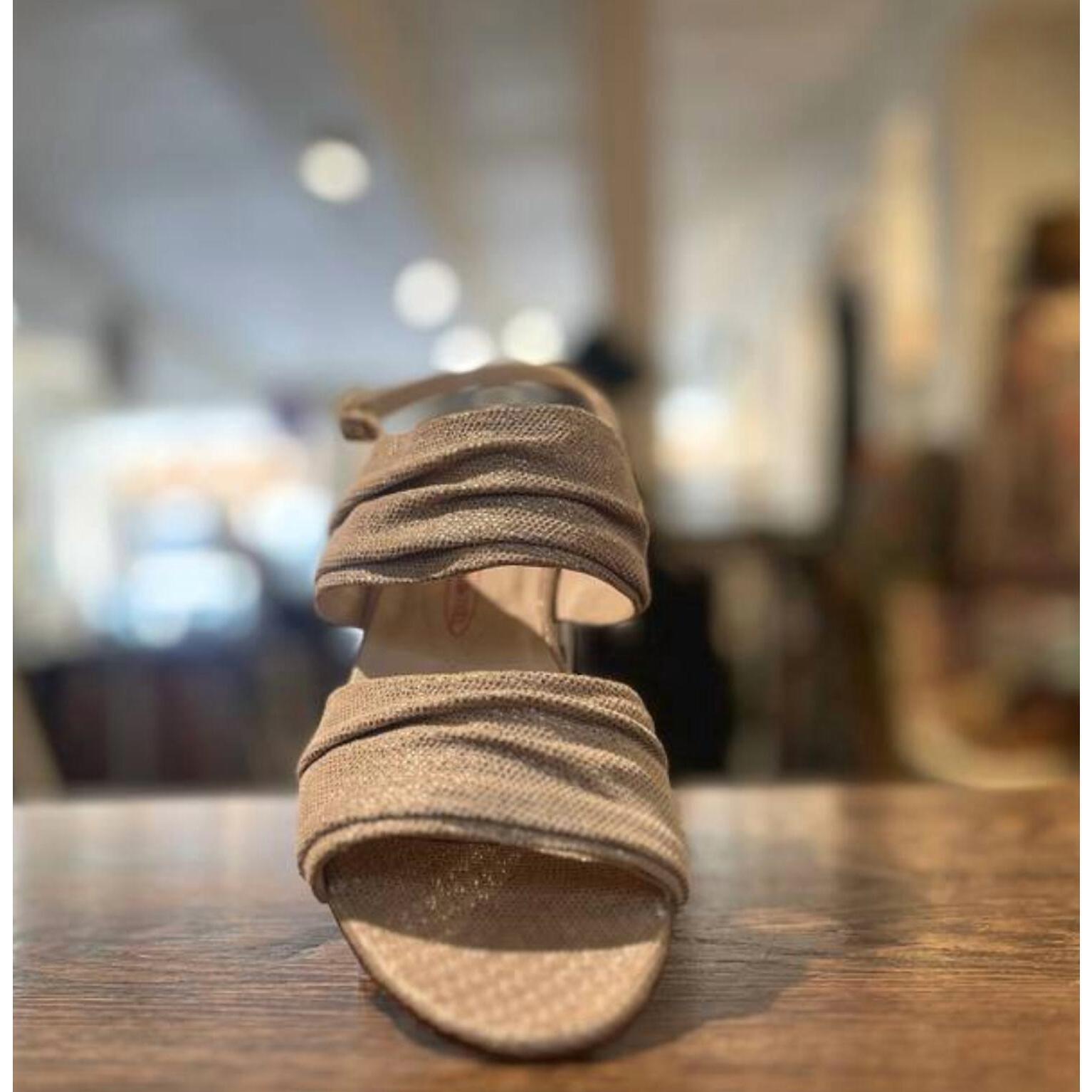 New Amalfi By Rangoni Mario Shirred Two Banded Sandal - Medium Width In Luna